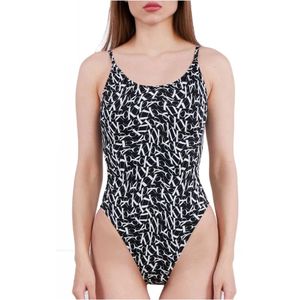 Calvin Klein, Badpak met Logo Print Zwart, Dames, Maat:M