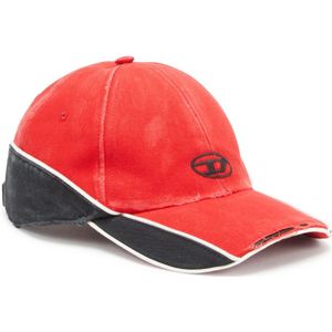 Diesel, Accessoires, Heren, Rood, S, Katoen, Distressed colour-block baseball cap