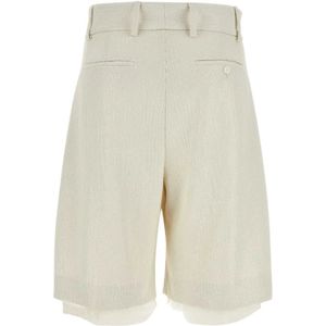 Amiri, Korte broeken, Heren, Beige, M, Polyester, Stretch Bermuda Shorts in Ivoor Polyester