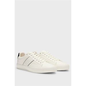 Hugo Boss, Schoenen, Heren, Wit, 44 EU, Leer, Witte Leren Sneakers - Aiden