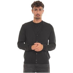 Boss, Mardon Cardigan met knopen Zwart, Heren, Maat:M