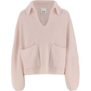 Allude, Truien, Dames, Roze, XS, Kasjmier, Zachte Cashmere V-Hals Trui Roze