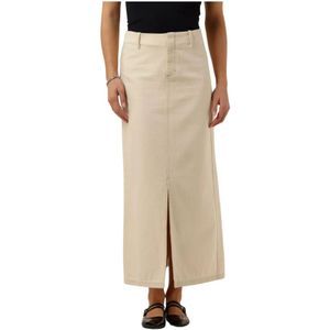 Moss Copenhagen, Rokken, Dames, Beige, M, Denim, Hoge Taille Denim Rok