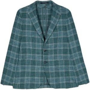 Tagliatore, Geblokte Blazer met Knopen Groen, Heren, Maat:L