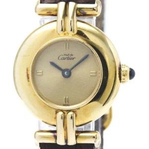 Cartier Vintage, Pre-owned, Dames, Geel, ONE Size, Leer, Pre-owned Leather watches