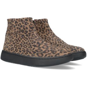 Woden, Schoenen, Dames, Bruin, 37 EU, Leer, Elegante Chelsea Boot met Pantherprint