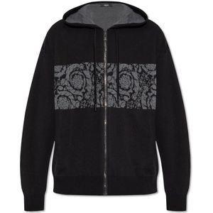 Versace, Sweatshirts & Hoodies, Heren, Zwart, M, Wol, Wollen hoodie