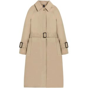 Mackintosh, Retro Plaid Trench Coat Beige, Dames, Maat:2XS