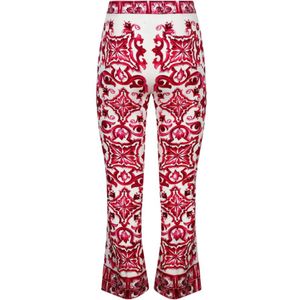 Dolce & Gabbana, Broeken, Dames, Veelkleurig, S, Zijden Majolica Print Broek