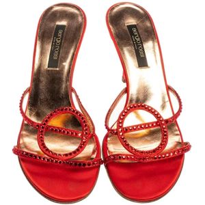 Sergio Rossi Pre-owned, Pre-owned, Dames, Rood, 38 EU, Satijn, Pre-owned Satin sandals