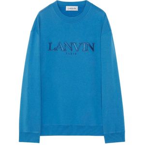 Lanvin, Sweatshirts & Hoodies, Heren, Blauw, L, Katoen, Blauwe Katoenen Sweatshirt Oversize Neptune