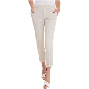 Fay, Broeken, Dames, Beige, W28, Katoen, Chino bustier met opgerolde manchetten