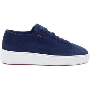 Santoni, Schoenen, Dames, Blauw, 37 EU, Suède, Luxe Suede Sneaker