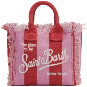 MC2 Saint Barth, Tassen, Dames, Veelkleurig, ONE Size, Rode Canvas Mini Shopper Tas
