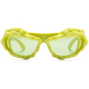 Ottolinger, Accessoires, Dames, Groen, ONE Size, Groene Rechthoekige Zonnebril UV-Beschermende Lenzen