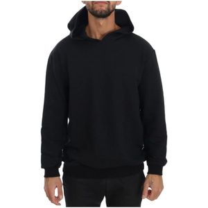 Daniele Alessandrini, Sweatshirts & Hoodies, Heren, Zwart, 2Xl, Katoen, Zwarte Katoenen Hoodie Sport Vrijetijdstrui