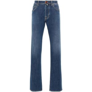 Jacob Cohën, Straight Jeans Blauw, Heren, Maat:W32