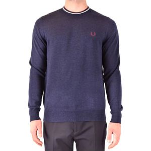 Fred Perry, Truien, Heren, Blauw, L, Leer, Casual Paarse Trui