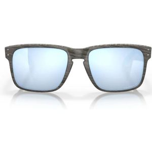 Oakley, Woodgrain Holbrook Zonnebril met Gepolariseerde Lenzen Blauw, unisex, Maat:ONE Size