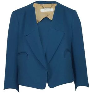 Chloé Pre-owned, Pre-owned Wool Blazer Blauw, Dames, Maat:L