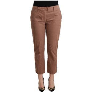 Costume National, Broeken, Dames, Bruin, 2Xs, Katoen, Stijlvolle Cropped Broek in Bruin