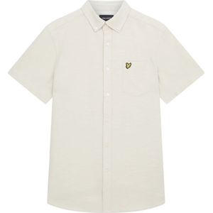 Lyle & Scott, Overhemden, Heren, Beige, M, Katoen, Korte Mouw Katoenen Slub Shirt