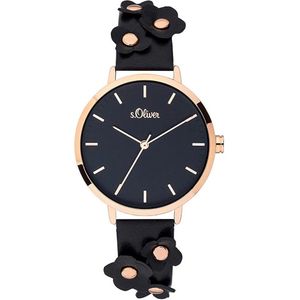 s.Oliver, Zwarte Analoge Horloge So-3700-Lq Zwart, Dames, Maat:ONE Size