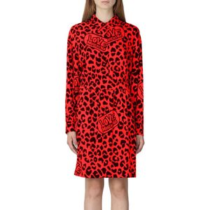 Love Moschino, Luipaardprint Lange Overhemdjurk Veelkleurig, Dames, Maat:M