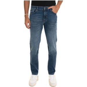 Boss, Jeans, Heren, Blauw, W38, Denim, 5-pocket denim jeans met rechte pijp