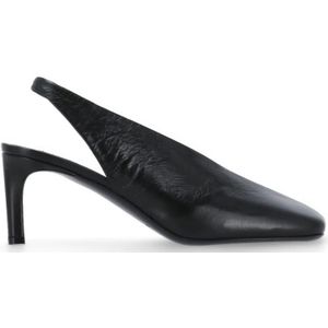 Jil Sander, Zwarte Leren Slingback met Vierkante Neus en Hak Zwart, Dames, Maat:37 EU