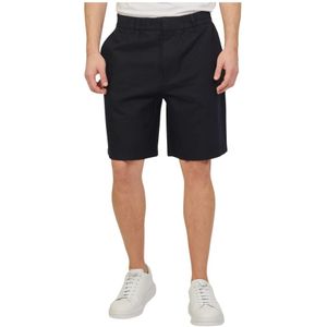 Armani Exchange, Blauwe Katoenen Bermuda Shorts Rits Zakken Blauw, Heren, Maat:W34