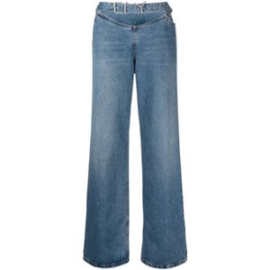 Y/Project, Broeken, Dames, Blauw, W30, Wide Jeans