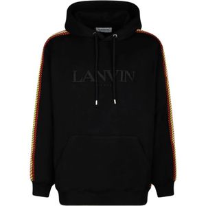 Lanvin, Sweatshirts & Hoodies, Heren, Zwart, XL, Katoen, Zwarte Oversized Hoodie Sweaters