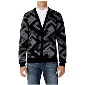 Antony Morato, Grijze Geometrische V-Hals Cardigan Grijs, Heren, Maat:S