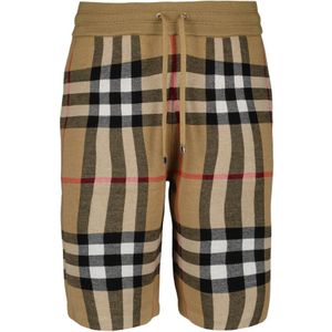 Burberry, Korte broeken, Heren, Veelkleurig, M, Wol, Vintage Check Trekkoord Shorts
