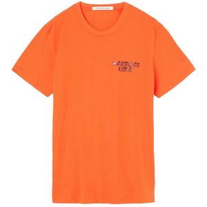 Calvin Klein, Overhemden, Heren, Oranje, S, Katoen, Korte mouwen shirt in levendig oranje