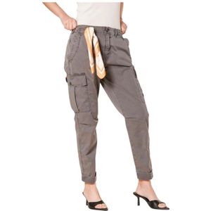 Mason's, Relaxed fit dames cargo broek in katoenen keperstof Grijs, Dames, Maat:S