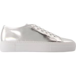 Common Projects, Schoenen, Dames, Grijs, 40 EU, Leer, Glanzende Zilveren Leren Sneakers