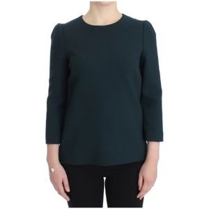 Dolce & Gabbana, Blouses & Shirts, Dames, Groen, S, Wol, Groene wollen blouse met 3/4 mouwen