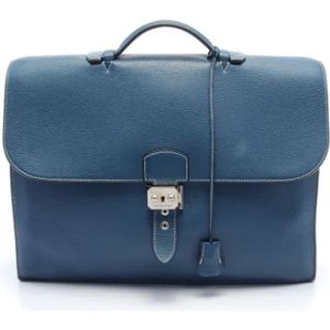 Hermès Vintage, Pre-owned, Dames, Blauw, ONE Size, Tweedehands leren handtassen
