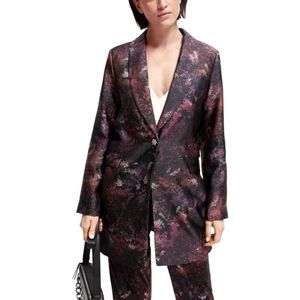 Scotch & Soda, Lange bedrukte blazer voor vrouwen Paars, Dames, Maat:S