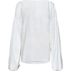 Khaite, Blouses & Shirts, Dames, Wit, S, Katoen, Witte Gerimpelde Boothals Shirt