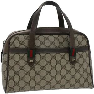 Gucci Vintage, Tweedehands Canvas handtassen Beige, Dames, Maat:ONE Size
