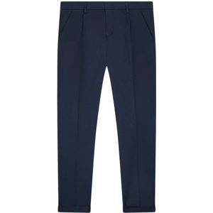 Dondup, Broeken, Heren, Blauw, W35, Katoen, Blauwe Geplooide Chino Broek