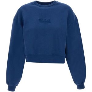 Woolrich, Sweatshirts & Hoodies, Dames, Blauw, S, Blauwe Truien voor Heren