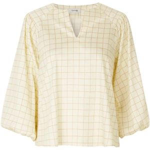 Levete Room, Blouses & Shirts, Dames, Beige, L, Oversized Geruite Blouse