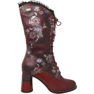 Laura Vita, Schoenen, Dames, Rood, 39 EU, Leer, Rode bloemen leren haklaarzen