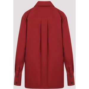 Saint Laurent, Blouses & Shirts, Dames, Rood, M, Katoen, Rode Katoenen Overhemd Klassieke Stijl