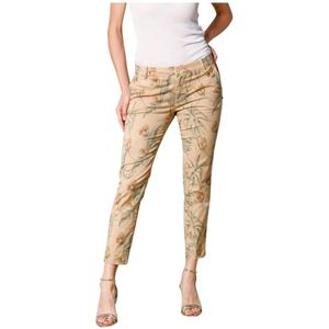 Mason's, Curvy Chino Capri Broek met Bloemenprint Veelkleurig, Dames, Maat:2XS