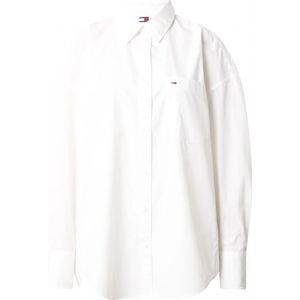 Tommy Jeans, Blouses & Shirts, Dames, Wit, S, Wit Logo Patch Button-Up Shirt